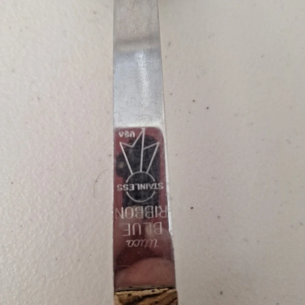 Vintage UTICA Blue Ribbon USA Forge Slotted Spoon Serving Stainless Steel  12